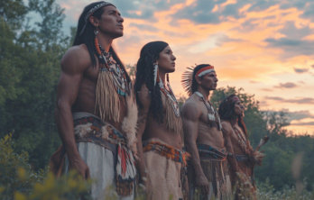 a picture of 4 cherokee indians representing the cherokee heritage center